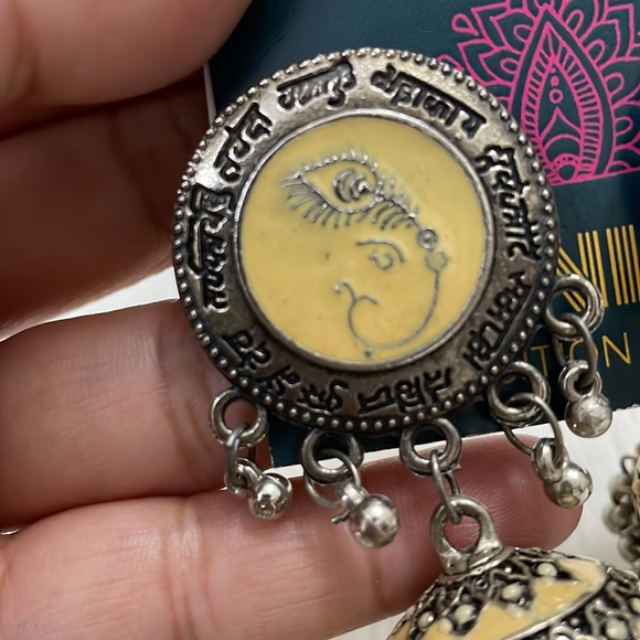 oxidised hand-painted beautiful jhumkas - Picture 9 of 12